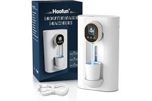 Hoofun Automatic Mouthwash Dispenser for Bathroom,18.26Oz Wall Mounted Mouth Wash Dispenser with Magnetic Cups, 3 Dispensing Level, Smart Mouthwash Dispenser for Kids Adult, Bathroom Accessories White