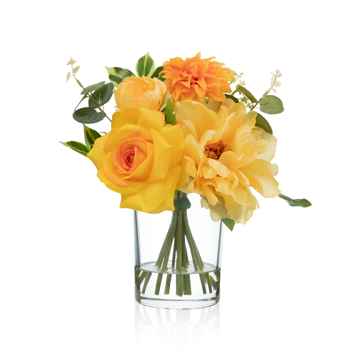 WELL KNOWN Artificial Flowers in Glass Vase with