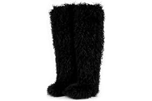 conmfotey Over the Knee Boots for Women 29 inchs Faux Fur Boots Flat Thigh High Boots