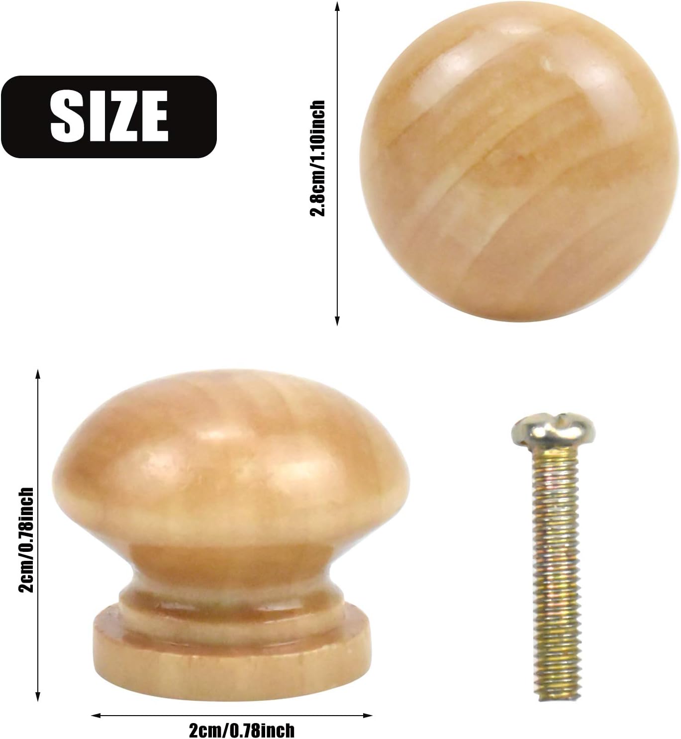 Jinlaili 12PCS Wooden Cabinet Knobs, 28MM Round Vintage Drawer Pulls - Image 3