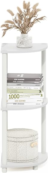 Furinno TURN-N-TUBE Corner Shelf 3-Tier White Display Storage Shelves view 4