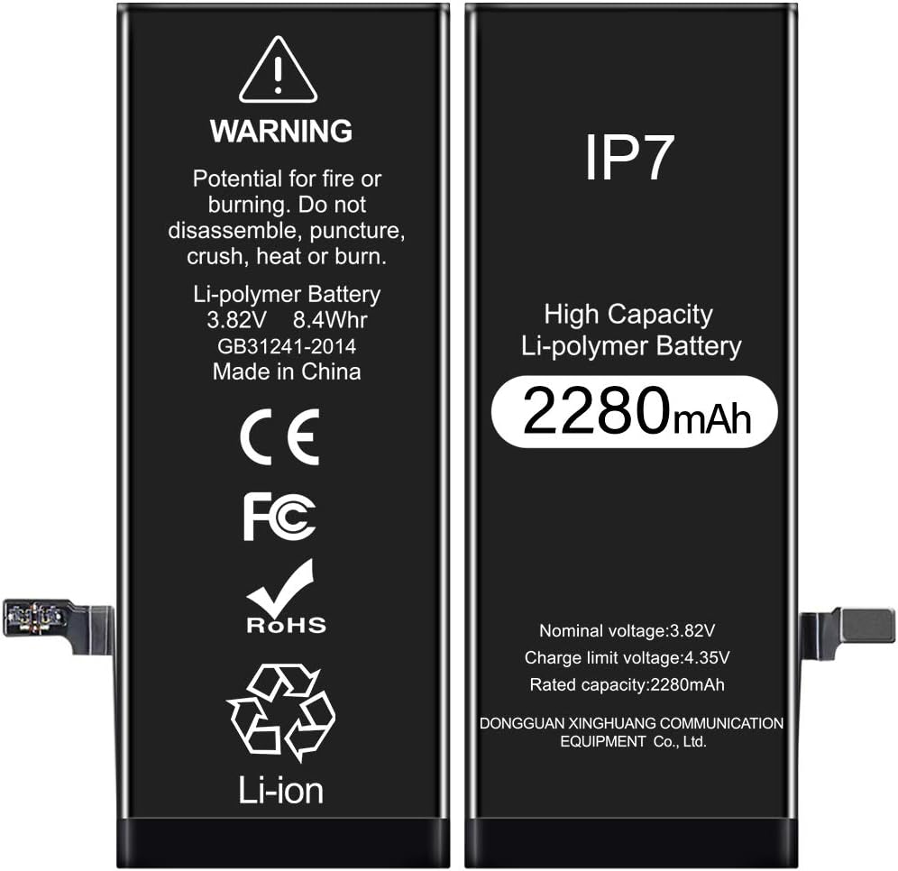 Rommisie 2280mAh Battery for iPhone 7 Battery Replacement, high Capacity, Polymer Lithiumion, Equipped with a Full Set of Professional Maintenance Kits, adhesives and Instructions - Two-Year Warranty: Home Audio & Theater
