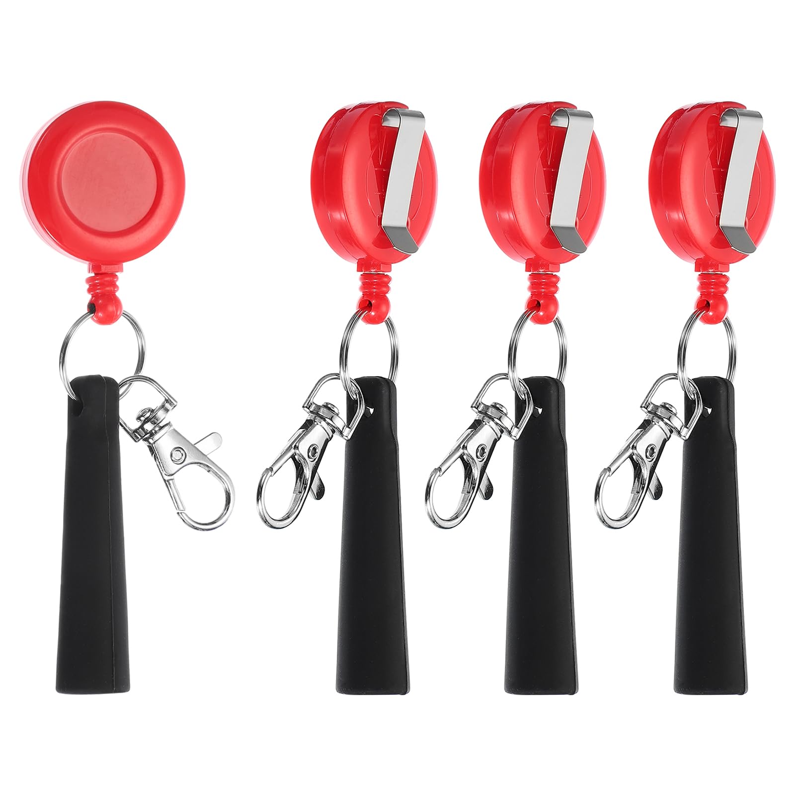 PATIKIL Retractable Pen Holder, 4 Pack Pull Pen Pencil Holder Elastic Silicone Grip Pencil Holder for Woodwork Bricklayer Markers and Carpenter Pencils, Red