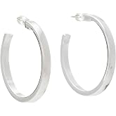 Guess Logo Open Hoop Earrings, Silvertone