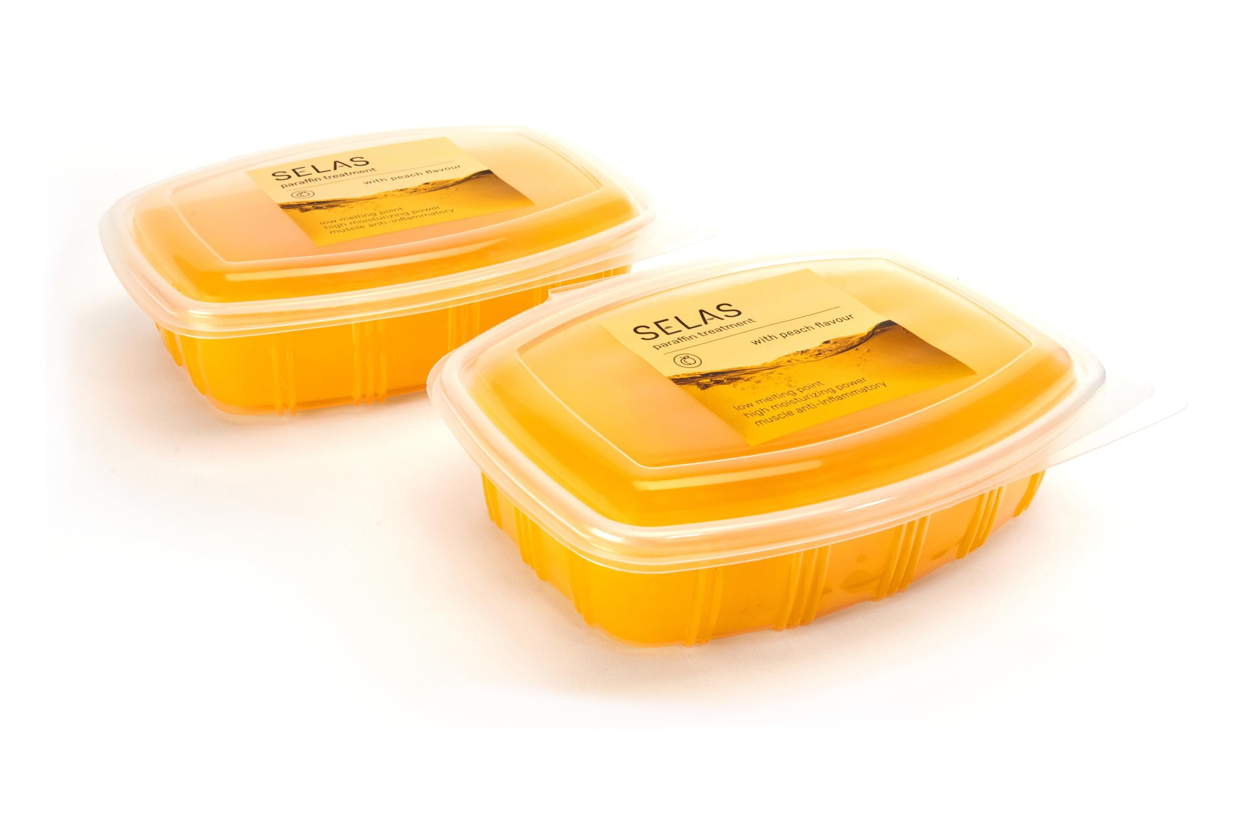 SELAS Peach Paraffin 2600ml Pack (980g x 2 Units). for Therapeutic and Aesthetic Treatments of Hands and feet.