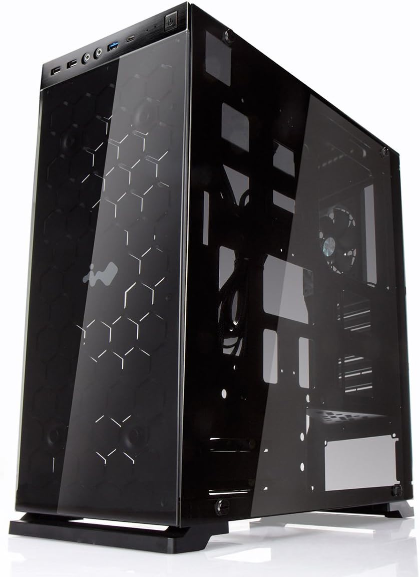 In Win 805 Aluminum/Tempered Glass Mid Tower Case for PC - Black
