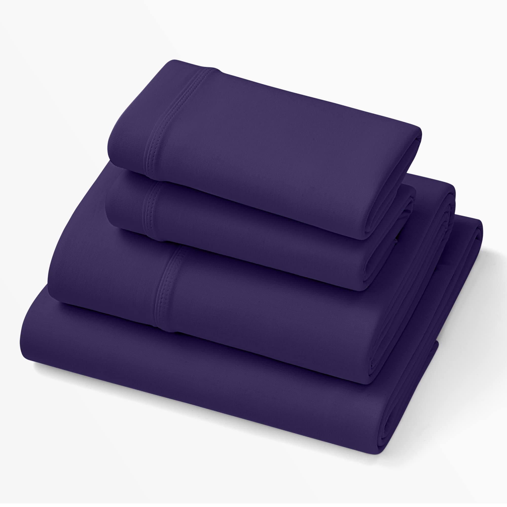 Photo 1 of Purple SoftStretch Sheets, Queen Size, Rayon Blend, Moisture-Wicking, Deep Purple, Fits All Mattresses, Stretch for Adaptive Support