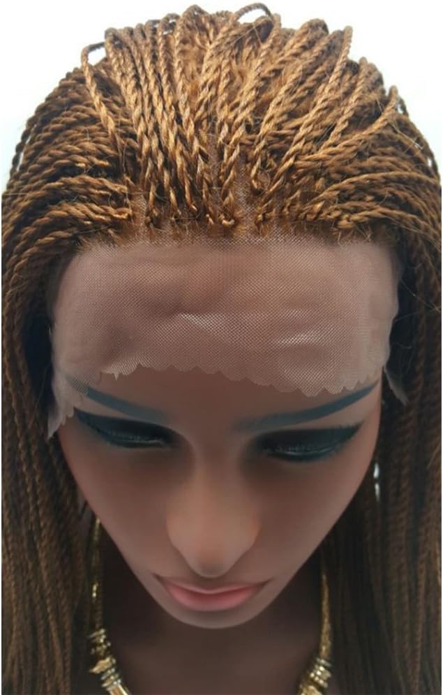 HonorHair Cheap Fully Braided Lace Front Wigs Micro Braid Lace Front Wig Synthetic Light Brown Braided Hair Wigs with Baby Hair for Sale