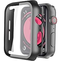 [2Pack] Langboom Black Hard Case Compatible with Apple Watch SE Series 6 Series 5 Series 4 40mm with HD Tempered Glass…