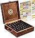 Beautiful Essential Oil Storage Box Organizer 62 Bottle - With 2 Carry Handles - Holds 5-10-15-30ML & 10ml Rollers (Space for 2oz-4oz Bottles) Free Bottle Opener & 192 EO Labels Wooden Oil Case Holder