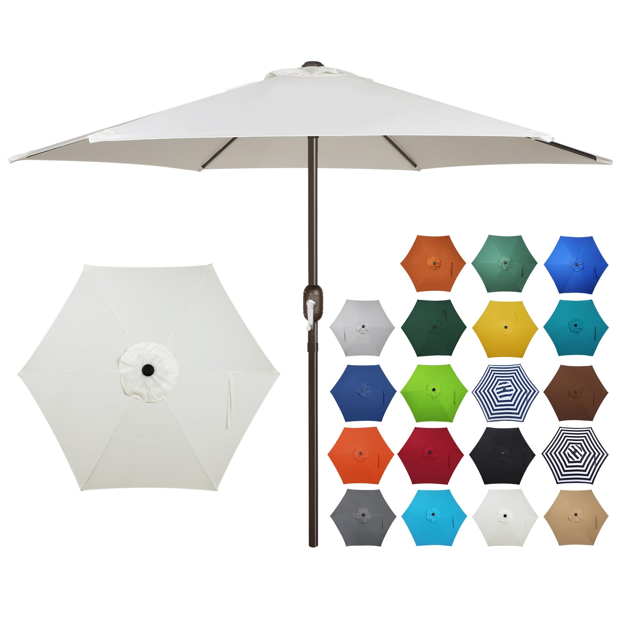 Photo 1 of Blissun 7.5 ft Patio Umbrella, Yard Umbrella, Outdoor Market Umbrella with Push Button Tilt Crank (Creamy White)