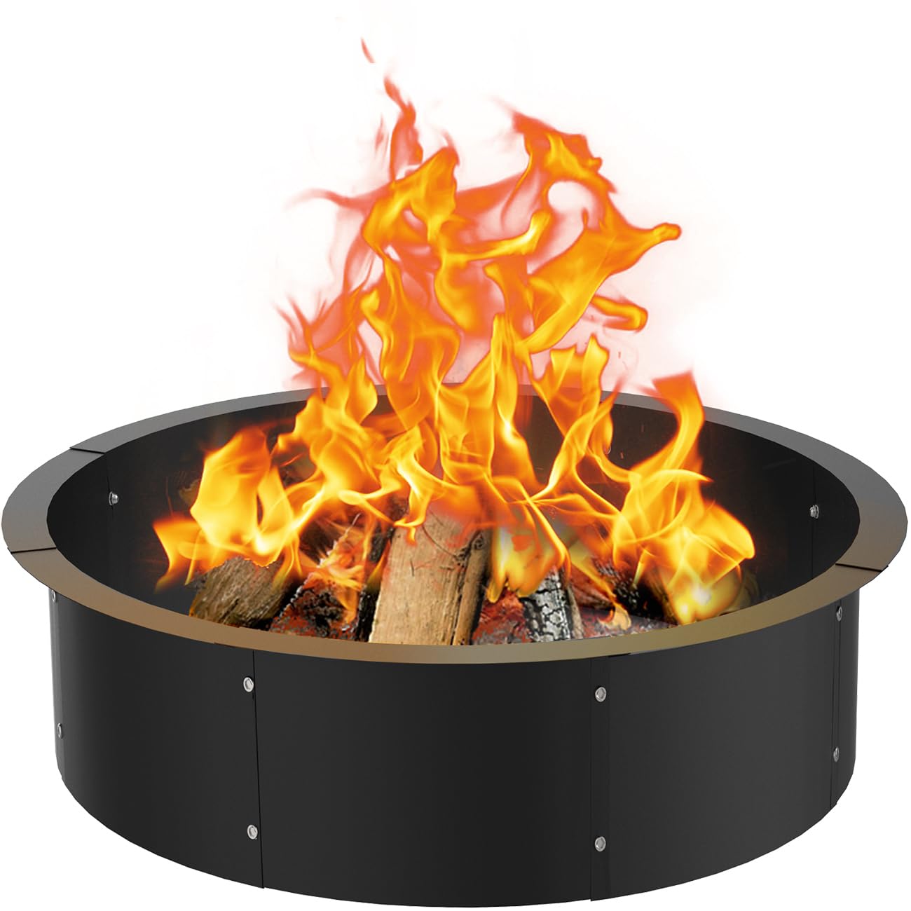Photo 1 of Comzinn 36 Inch Inner Round Fire Pit Ring Insert for Outside Wood Burning, 40 Inch Outer 36 Inch Inner DIY Outdoor Fire Pit Liner Ring for Garden, Patio, Backyard or Camping, 1.5mm Thick Metal Steel