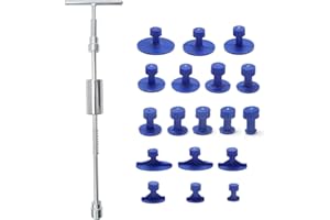 Saihisday T-Bar Dent Repair Tool, 18-Piece Glue Puller Tabs Kit, Auto Body Dent Removal Tools for Car Hail Damage, Minor Dent