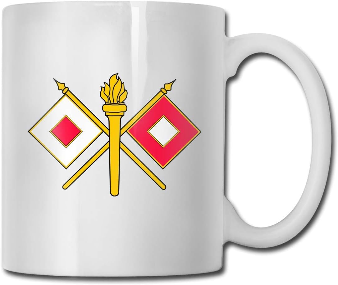 US Army Signal Corps Coffee Mugs Ceramic Coffee Cups with Large C-Handle Funny Coffee Mug Cool Coffee Tea Cup 11 Ounces Perfect Gift for Family and Friend
