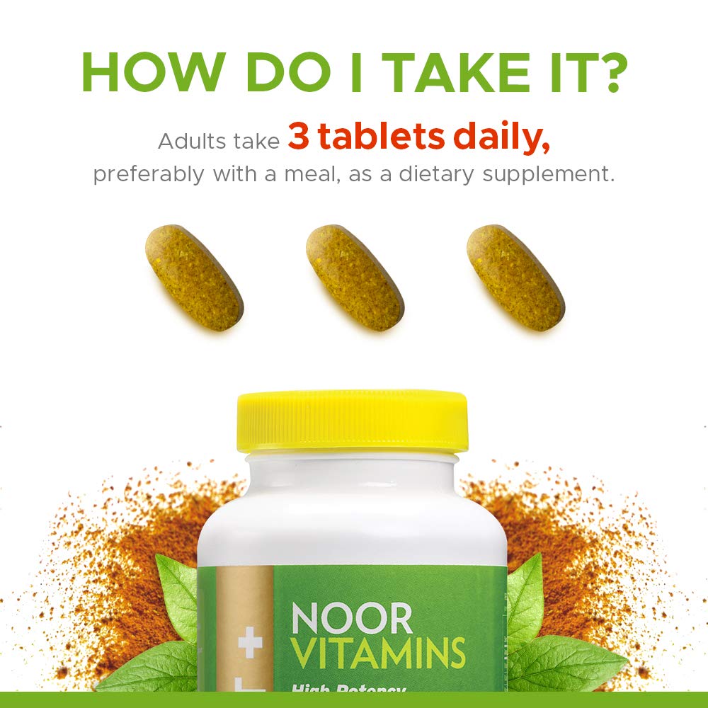 Noor Vitamins Joint+ Halal Vitamins, Glucosamine, Hyaluronic Acid, Calcium, Magnesium, Turmeric, Supports Joint Health in 5 Ways! for Back, Knees & Hands. Non-GMO - 90 Tablets