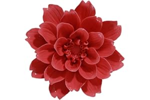 ALYCASO Ceramic Flower Wall Décor Artificial 3D Flower Wall Art for Living Room Home Hallway Bedroom Kitchen Farmhouse Bathroom Dining Room, Tianzhu Peony, Red, 4.13 inch