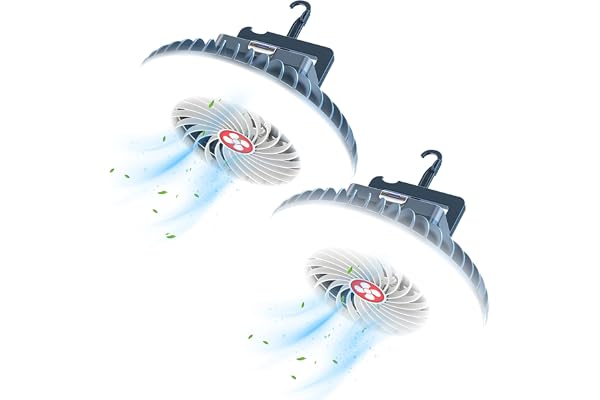 Portable Camping Fan with LED Lantern XTAUTO USB Rechargeable Waterproof Tent Fan with Hanging Hook Magnet Survival Kits for