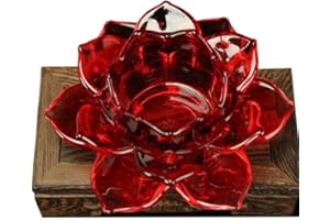 Glass Candle Holder Lotus Shape for Use with Floating Candles and Tea Lights Featuring Windproof Design for Stable Flame (((r