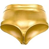 Kepblom Women's Metallic Booty Shorts High Waisted Shiny Rave Bottoms for Festival Clubwear Dancing