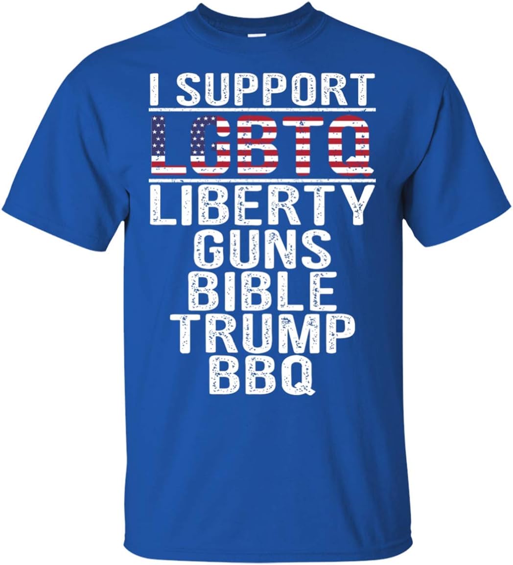 UMACVN I Support LGBTQ Liberty Guns Bible Trump BBQ Tshirt Gifts for Mens Womens