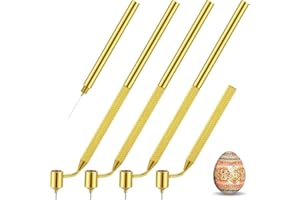 Wooswen 4 Pcs Pysanka Set for Egg 0.3 0.4 0.5 0.7 mm Medium Metal Hand Wax Pens for Pysanky Supplies