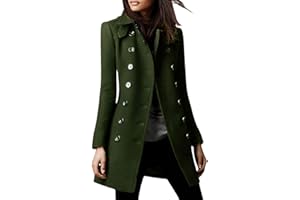 chouyatou Women's Winter Double Breasted Wool Coat Elegant Collared Wool Blend Trench Pea Coat