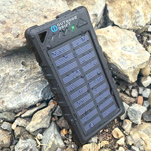 SolarBank - Solar Power Bank Charger, 8000mAh Portable, Waterproof, Shockproof, Dustproof Dual USB Battery Bank for cell phone, smartphone iPhone, Samsung, Android, GoPro, GPS (Black)