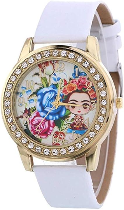 ITVIP Reloj de flores y niña con engaste de diamantes con ...