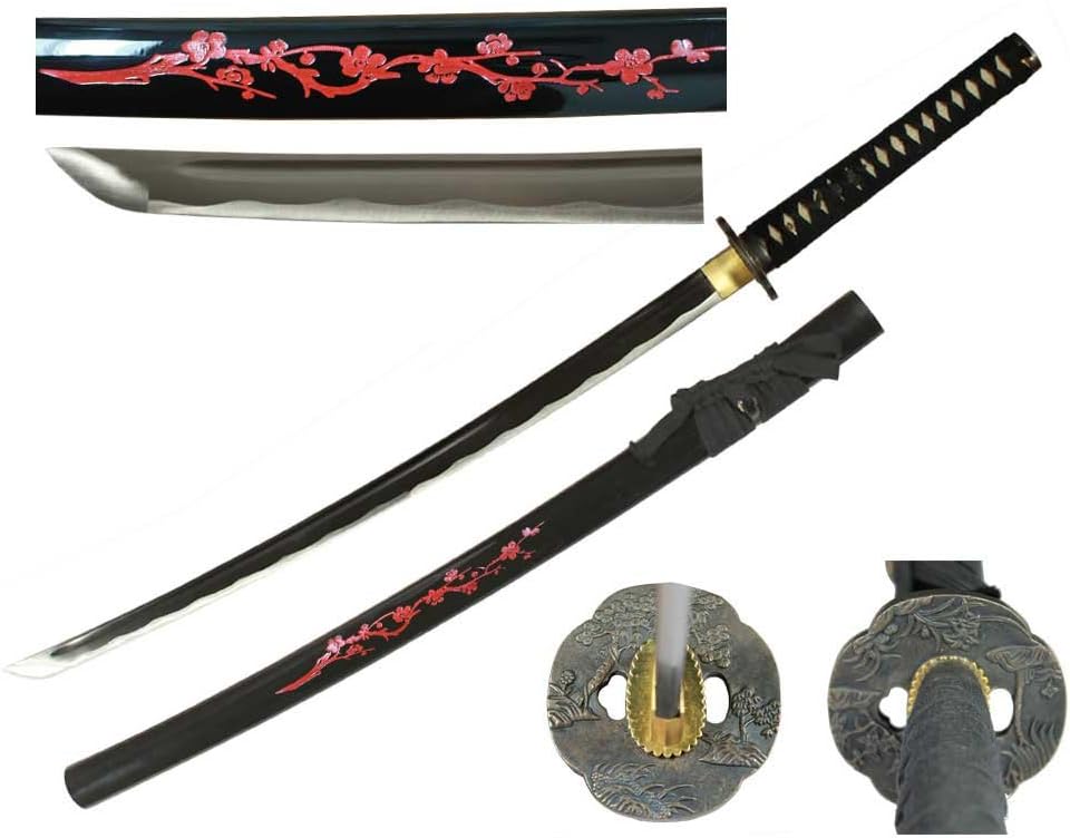 Musha Hand Forged Japanese Katana Samurai Sword - 1045 High Carbon Steel Full Tang Blade for Collection, Gift, Straw Mat Cutting Practice