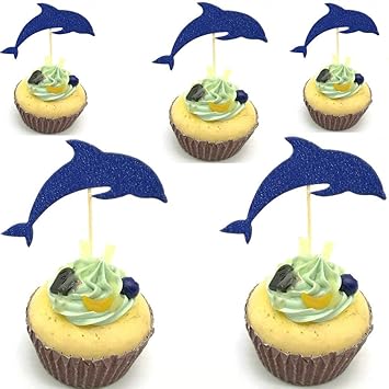 Baby Shower Blue Dolphin Cupcake Toppers 12 Pcs Animals Birthday