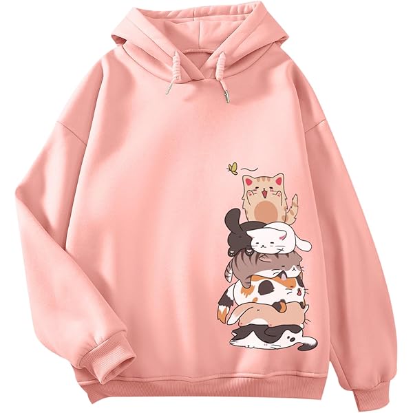 Kawaii Bunny Hoodie Girl Teen Women Pink Casual Rabbit