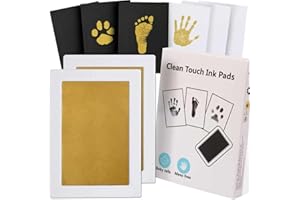 Zemiu Baby Handprint and Footprint XL Size Kit,2 Pcs Baby Handprint Ink Pads with Clean-Touch & 6 Imprint Cards Safe for Baby