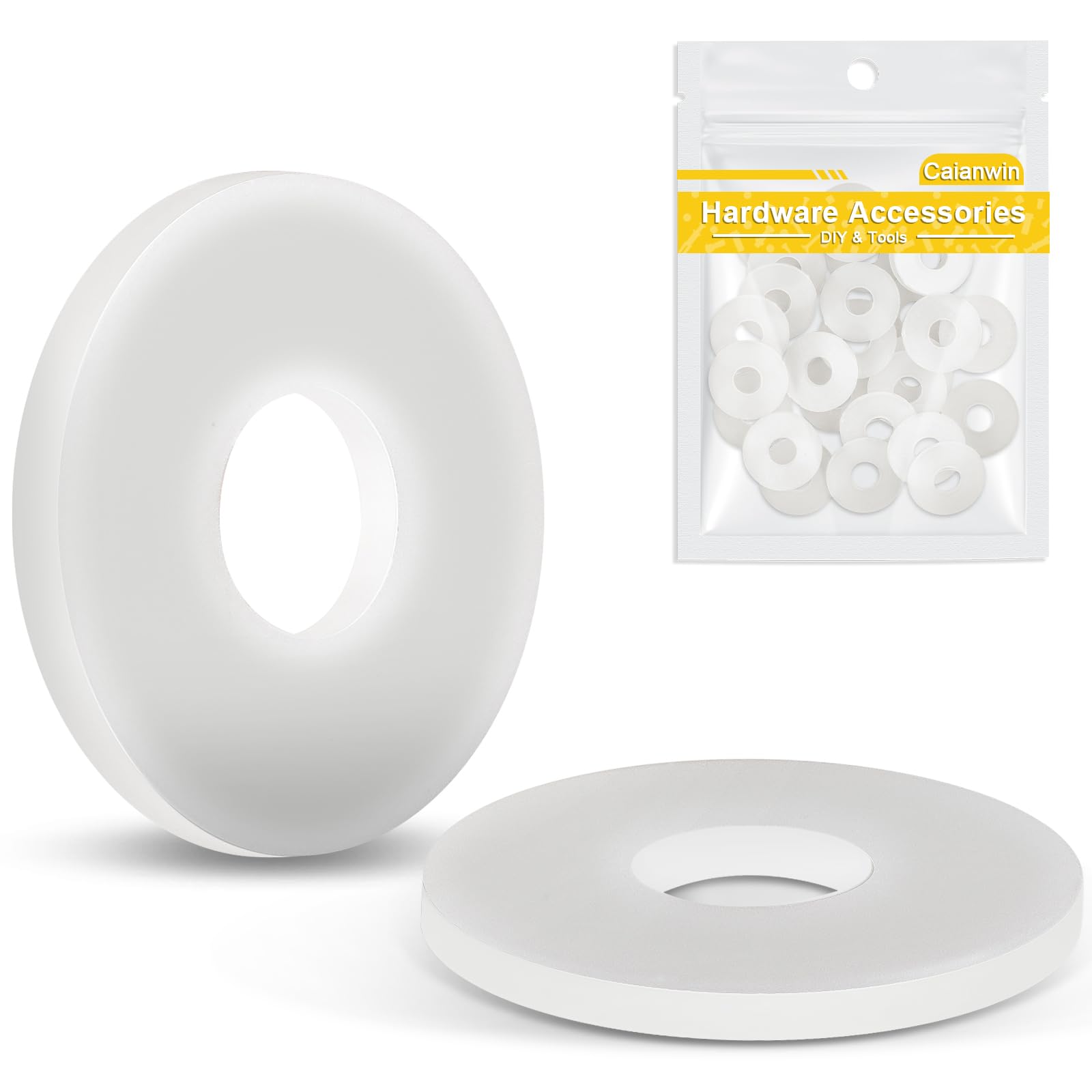 Caianwin 25Pcs M8 Washers White Nylon Flat Washers DIN9021 Plastic Washers for M8 Bolts Screws & Nuts