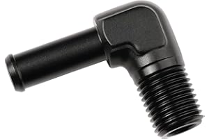 Podavelle 1/4 NPT Male to 3/8" Hose Barb Fitting Adapter 90 Degree Elbow Aluminum Black