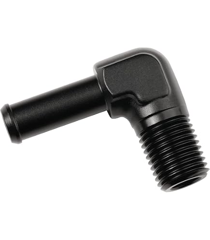 Emusa 1/8 NPT To 1/4 Hose Barb 90-Degree Fuel Line Adapter Fitting – Black