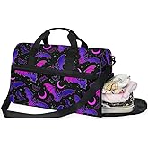 Travel Duffel Bags Purple Bat Gothic Sports Duffel Bag Gym Bag Travel Luggage Overnight Bags for Men Women Duffel Bags with Adjustable Strap for Traveling