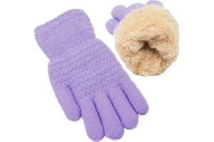 FENELY Winter Gloves for Boys Girls - Kids Warm Knit Thermal Cable Knitted Gloves Wool Fleece Lined Mittens for Cold Weather