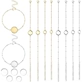 DICOSMETIC 10 Sets 5 Sizes Bracelet Bezel Settings DIY Blank Bracelet Making Kit Stainless Steel Tray Bracelet Blanks Jewelry Base Cabochon Tray with Lobster Clasp Chain for Jewelry Making