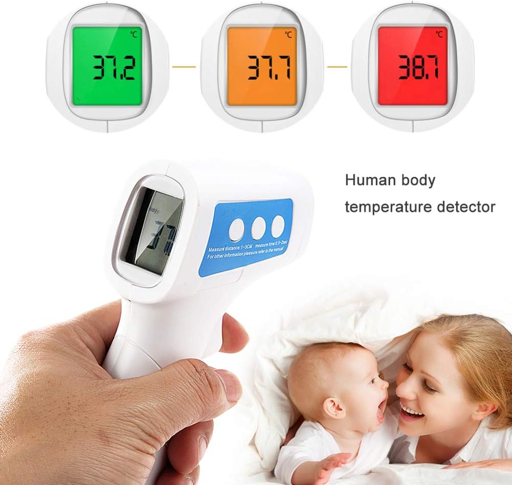 yuye-xthriv Digital LCD Backlight Infrared Thermometer Non-Contact Body Temperature Meter White