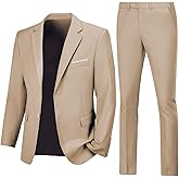 Lynerun Mens Slim Fit 2 Piece Suit Two Button Notched Lapel Solid Suit Jacket Pants Set Tuxedo for Prom