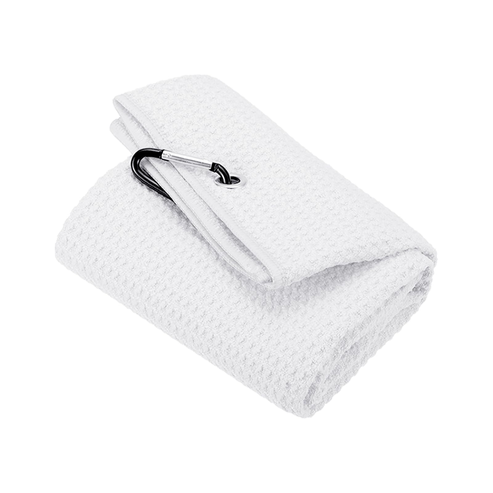 PATIKIL 24"x16" Tri-Fold Golf Towels, Waffle Pattern Towels Soft Fiber Strong Water Absorption with D Clip for Golf Lovers, White