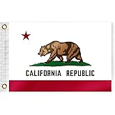 California State Boat Nautical Flag 12x18 Inch Double Sided 3 Ply CA Bear Marine Banner Nylon Small Yacht Sail Pontoon Boat ATV Bike Truck Motorcycle Flag Brass Grommets Patriotic Outside (CA)