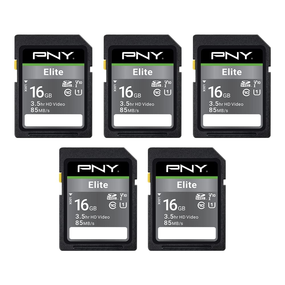 PNY 16GB Elite Class 10 U1 V10 SDHC Flash Memory