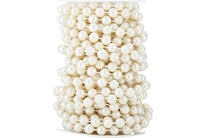 Rytenz Pearls String Bead, Ivory Color Faux Pearl Beads Roll Strand for Wedding Party Christmas Tree and Flowers Decorations Garland DIY Crafts (10mm- 33 Feet)