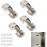 2 Pair (4 Pack) 4 Inch Surface Mount Concealed Cabinet Hinges - Perfect for Frameless Kitchen Cabinets with Screws | 90 Degree Spring Hidden Hinges for Cupboard Wooden Boxes (4, 4Inch)
