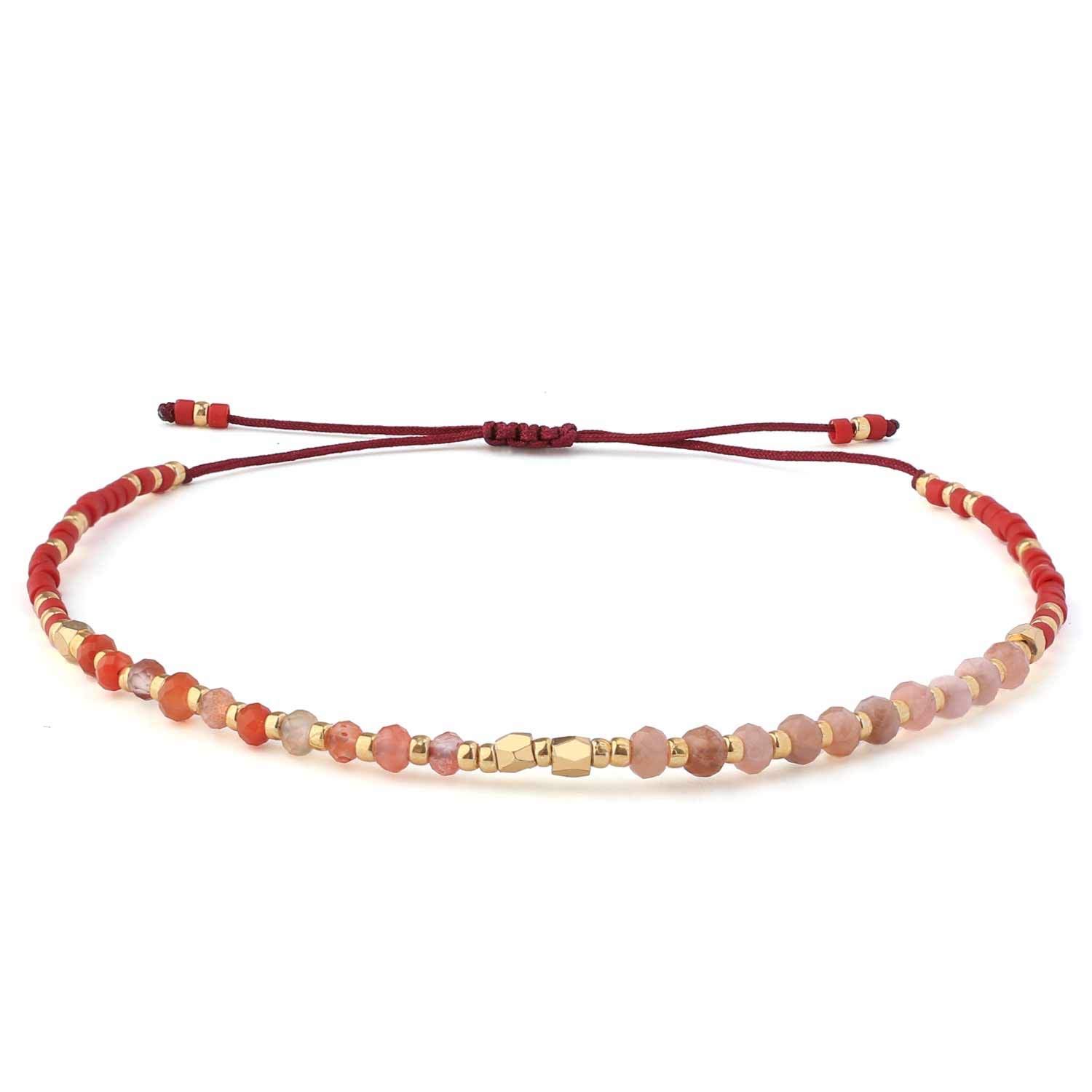 KELITCH Natural Crystal Beads Strand Bracelets Miyuki Seed Bead Chains Bracelets Adjustable Women Bracelets (Red) โ image 1