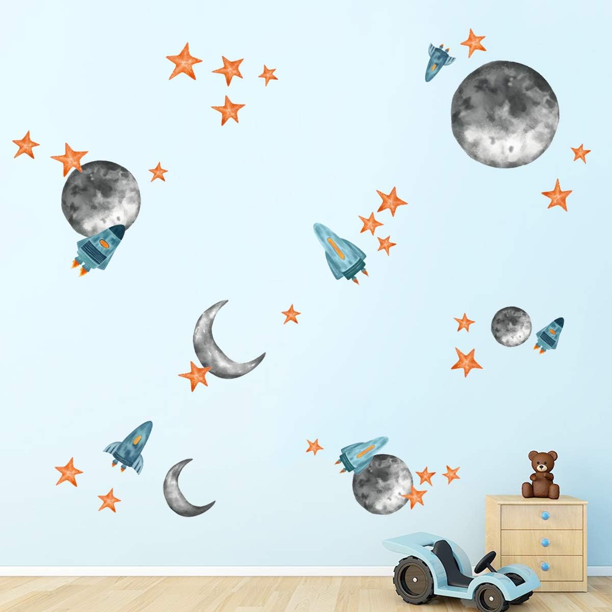 ufengke Outer Space Wall Stickers Star Rocket Planet Wall Decals Art Decor for Kids Boys Bedroom Nursery Living Room - Image 4