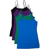 4 Pack: Active Basic Cami Tanks (Small, Purple/Blue/Green/Black)