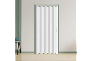 104RDHOUSE 42×80 in PVC Indoor Accordion Door, White Folding Door, Cabinet Internal Folding Door, Including Door and Installation Hardware, Handle, Latch