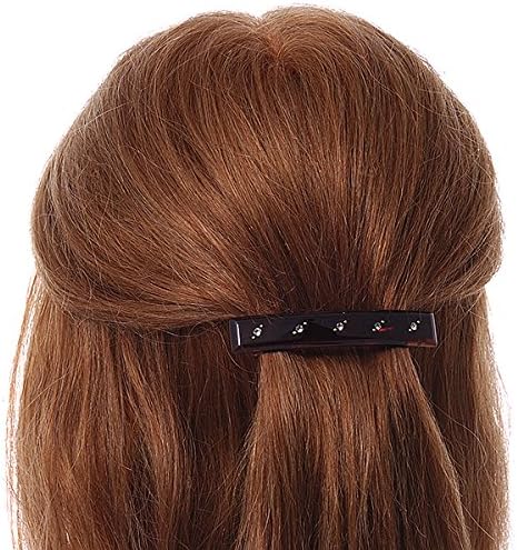 Medium Clear Crystal Acrylic Barrette Hair Clip Grip (Brown) - 75mm Across, white / ivory, brown - Image 4
